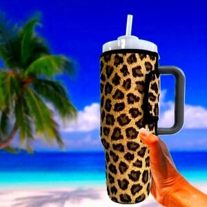 1pc Non-slip Leopard Printed Cup Insulated Cover For 1200ml/40oz Tumbler, Scratc